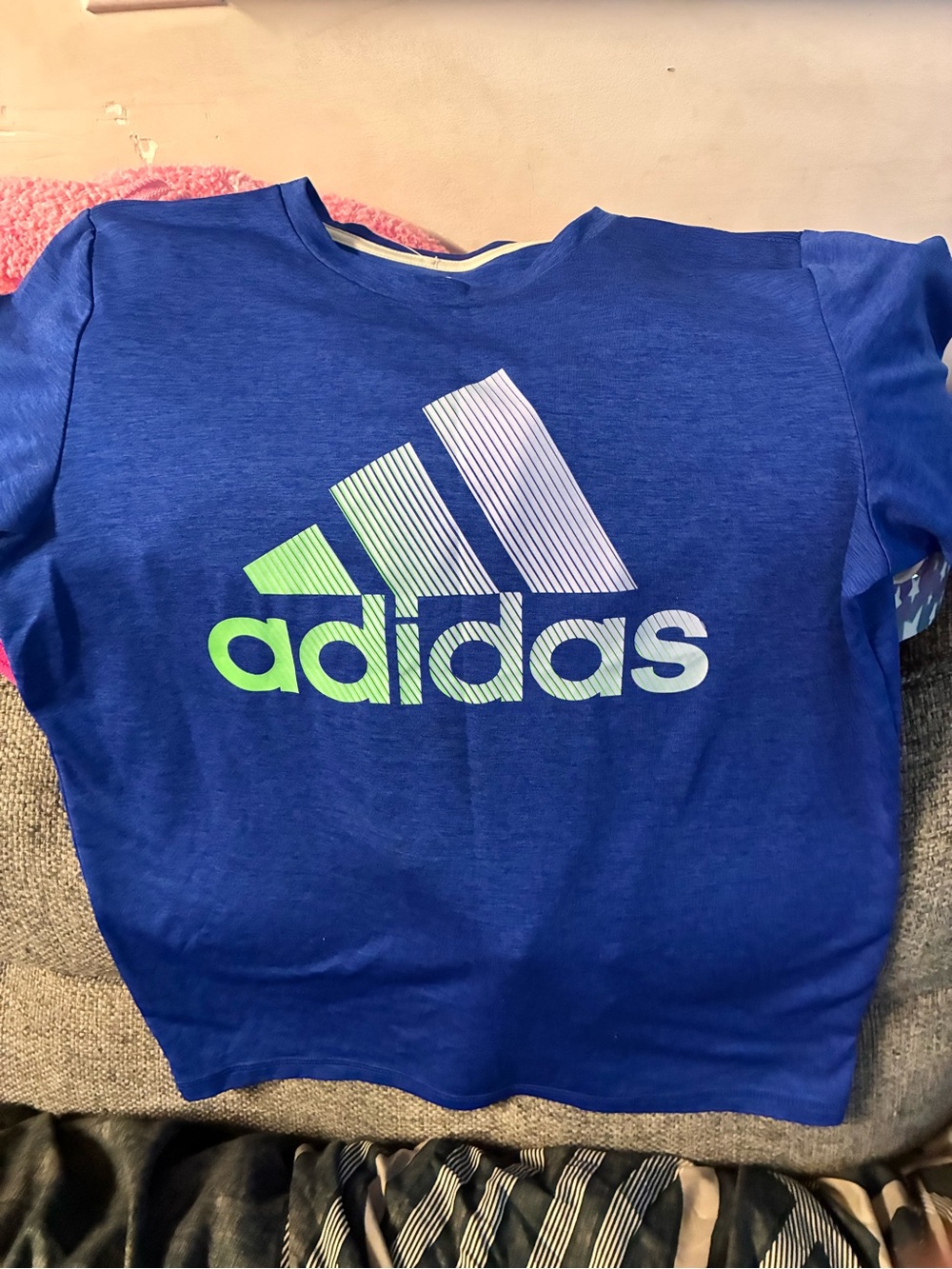 adidas Royal Blue Tee with Green & White Logo